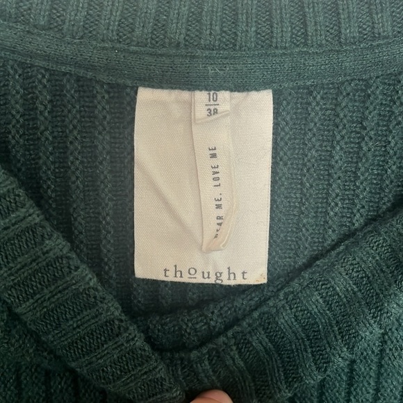 Thought Green Crew Neck Sweater Size 10 - Picture 2 of 3